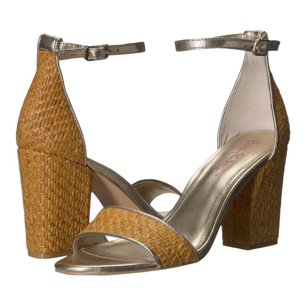 Lilly Pulitzer straw strappy heel size 8.5